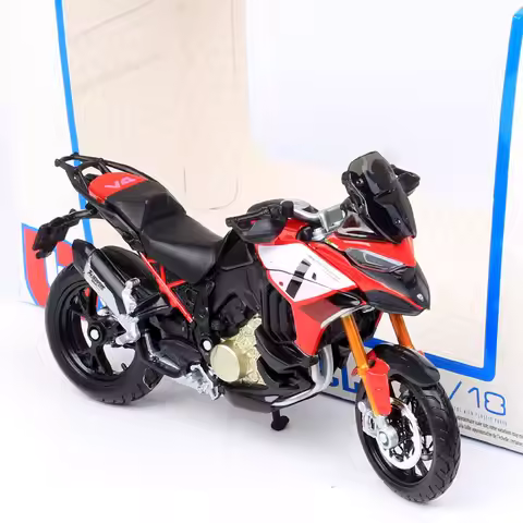1/18 Scale Bburago Small Ducati Multistrada V4 Pikes Peak Adventure Touring Motorcycle Diecast Model
