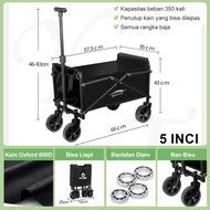 TopStyle Troli Barang Lipat Camping Camp Wagon 600D Oxford Steel Roda Besa dan Brake Outdoor Camping