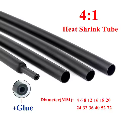 4mm-72mm 4:1 Heat Shrink Tube with Glue Tubing Adhesive Lined Dual Wall Heatshrink Shrinkable Shrink
