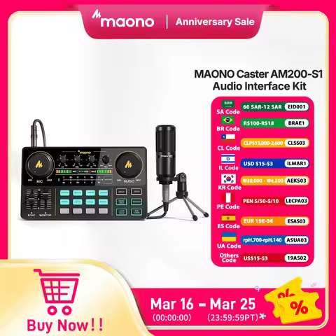 maono AM200-S1 Sound Card Microphone Set MaonoCaster Audio Interface with Condenser Mic for Live Str