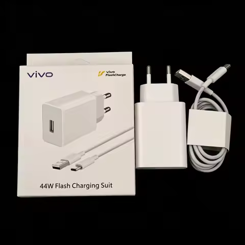 Original 44W EU FlashCharge Charger Adapter Type-C Cable for Vivo V40 V30 X100S X90 X80 Pro S20 Y200