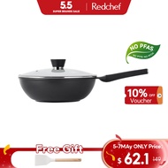 Redchef Nonstick Ti-Ceramic  Large Capacity Wok No PFAS&amp; PTFE&amp; PFOA Suitable for All Stoves 28cm/30cm/32cm Deep Frying Pan