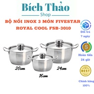 Stainless Steel Pot Set 3 Piece Fivestar Royal Cool FSB-3010 Genuine 430 Stainless Steel