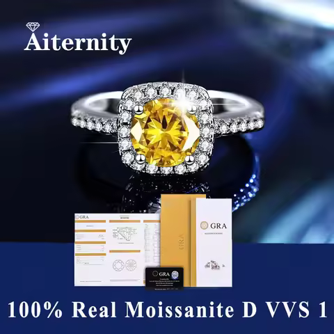 Classic 6 Prong Diamond Ring D Color 1ct Moissanite VVS Round Cut Lab Diamond Ring for Women Engagem