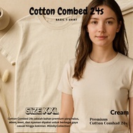 [READY] Plain Cream T-Shirt [BIG SIZE] size XXL || Premium 24s Combed Cotton || Men's and Women's Sh