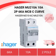 HAGER MU210A 10A 2P 6KA MCB C CURVE
