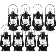 Hortsun 8 Pcs Black Vintage LED Camping Lanterns Warm LEDs and Dimmer Switch Battery Operated Metal 