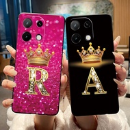 Shockproof Phone Case For Umidigi G9T Soft Silicone Black Casing Elegant Simple Crown Letter Pattern