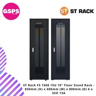 ST Rack FS1568 15U 19" Floor Stand Rack - 830mm (H) x 600mm (W) x 800mm (D)  6 x SSO 13A