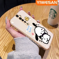 YIWESAN เคสสำหรับ OPPO Reno 2 Reno2 F เคสการ์ตูนน่ารัก Pochacco กรอบหลังซิลิโคนนิ่มเคสโทรศัพท์กันกระแทกกรอบป้องกันเลนส์กล้อง