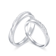 CTS Pt950 Platinum Flying Wings Couple Rings Adjustable CHOW TAI SENG 周大生 P0CC0111 P0CC0111M