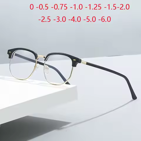 Eyebrow Frame Student Myopia Glasses Finished Women Men Half Frame Square Short-sight Eyewear Prescr