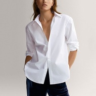 MD Spring Autumn New Shirt Women's Temperament Casual Plain Color House Silk Ladies Shirt All-Match 