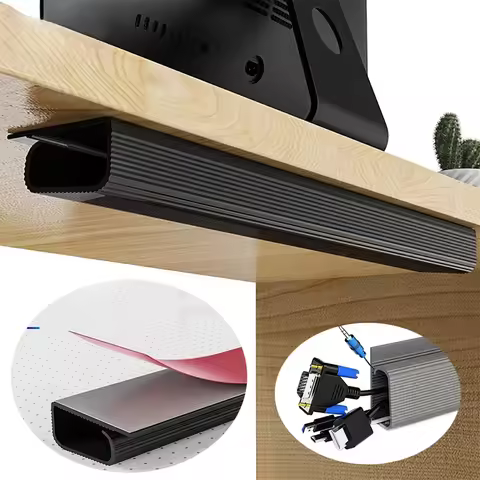 1PC 40cm/15.74inch Self-Adhesive Under Desk Cable Management Tray Channel pvc wiring duct Power Stri
