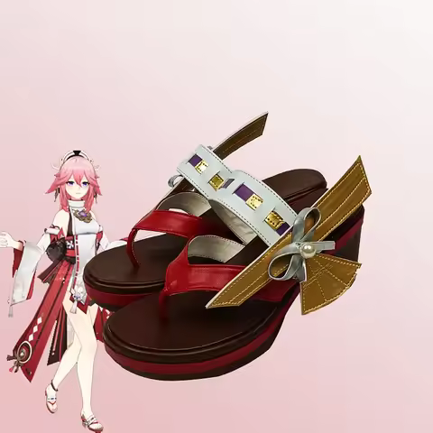 LANGMAO Hot Game Genshin Impact Yae Miko Guuji Yae Cosplay Sandals Anime High Heel Female Platform F