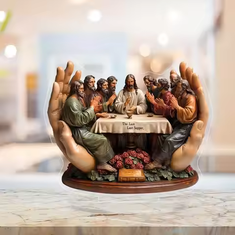 【D】Acrylic Nativity Scene 2D Statue Desktop Home Ornament Unique Religious Christmas Table Decor