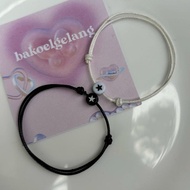 (Dapat 2pcs) Gelang tali couple charm star bintang tali tipis warna hitam putih waterproof aksesoris