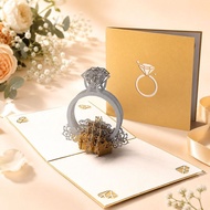 Three-Dimensional Diamond Ring Greeting Card 3D Paper Carving Proposal Card Valentine's Day Romantic