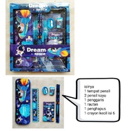 paket alat tulis Study set dan crayon karakter astronot kids