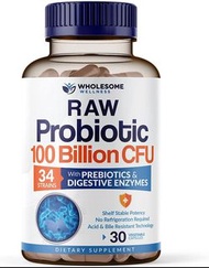 Wholesome - Raw Probiotics 100 Billion CFU 30 Capsules 1000億天然有機益生菌CFU 30粒
