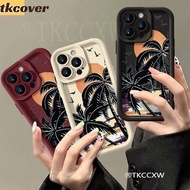 Vintage Photos Casing For OPPO A9 A5 A53 A31 2020 A12 A12e A7 A5S A3S AX5 AX7 A16 A16S A15 A15S Creative Oil Painting Sunset Coconut Tree Angel Eyes Soft Cover