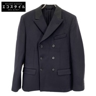 Prada 2015秋冬黑色UGA958雙排扣西裝外套，48碼