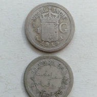 koin Kuno silver 1/4 gulden tahun 1919 langka Wilhelmina 1919 perak