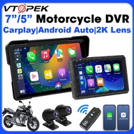 Vtopek 5 inch 7 inch Motorcycle CarPlay Navigation DVR Display Screen IPX7 Waterproof Wireless CarPl