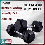 Hexagon Dumbbell 2.5/5/7.5/10/12.5/15 kg Dumbel Dumbell Gym Equipment Angkat Berat Muscle Training 啞