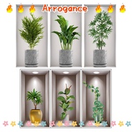 ARROGANCED Wall Stickers, Creative Self Adhesive  Green Potted Plants, Bedroom Greenery Plants Leave
