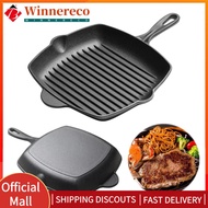 【winnereco】Frying Steak Pan Non-Coated Stripes Grill Pan Nonstick Thick-Bottomed Steak Skillet Outdo