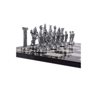 5 No. Antique Copper Chess pieces And Luxury Folding Marble Patterned Chess Board Chess Game Set fGlH