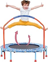 Home Office Trampoline for Kid Mini Trampoline with Handle And Protective Cover Foldable Fitness Exercise Rebounder Jumper Safe And Durable Toddler Trampoline for Indoor Outdoor 38in Orange