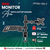 Monitor Arm with Laptop Holder Monitor Stand for up to 27 Inch Monitor and 17 Inch Laptop