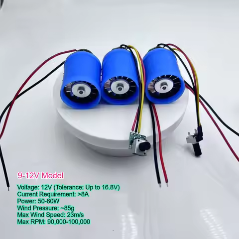 Blower Fan Motor DC 9V 12V 24V 100000 RPM Miniature Brushless Ducted Fan Aluminum Impeller Hair Drye