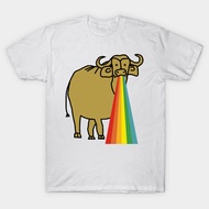 Vintage Animals with Rainbow Puke Gold Ox T-Shirt Authentic Cotton 1 Sexy Suitable For Traveling