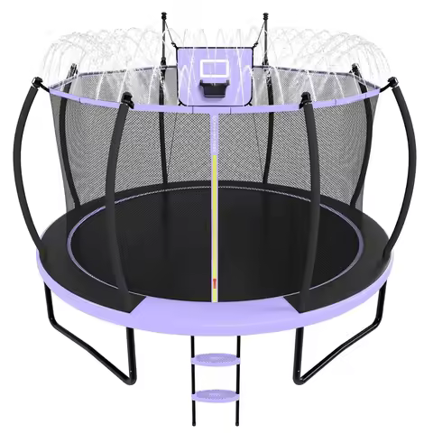 Trampoline Outdoor 16FT 15FT 14FT 12FT 10FT 8FT with Enclosure, Anti-Rust Coated Frame, Backyard Lar