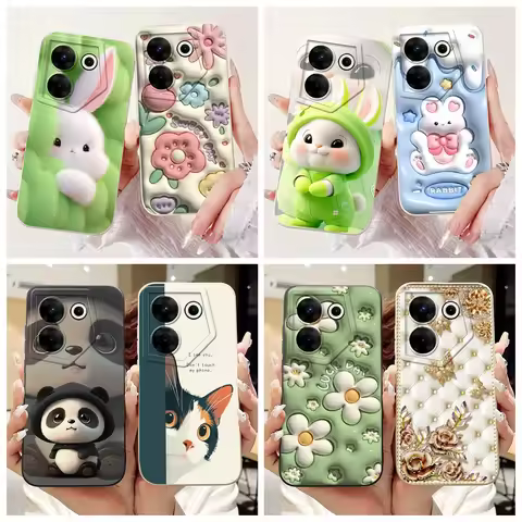 For Tecno Camon 20 Pro Case CK7n CK8n Shockproof Cover Cute Panda Rabbit Cartoon Bumper For Tecno Ca