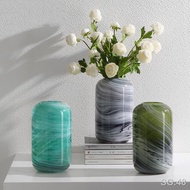 ✲Nordic Simple Marble Pattern Glass Vase Ornament Living Room Flower Flower Arranger TV Cabinet Table Top Decoration