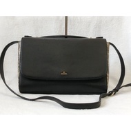 PRELOVED AUTH J.ESTINA BLACK LEATHER HANDBAG SLING CROSS-BODY BAG