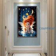 5D DIY Full Round Drill Diamond Painting Moon Elf Girl Decor Art Craft 40x65cm A [countless.my]