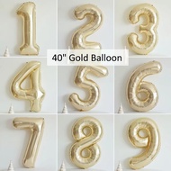 40 Inch Gold Number Foil Balloon | Birthday Party Decoration Helium Balloon | Number 0-9 Anniversary