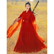 Hanfu dress woman set red martial arts ancient costume wide sleeve Liuxian skirt suit female chivalrous improved Hanfu Dsmyz2970