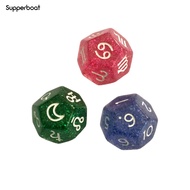 3Pcs/Set 12-Sided Astrology Dice Acrylic Number Divination Magic Board Game Toy