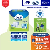 Dr. P Value Level 6 Absorbency Adult Pant Diaper M10/ L9/ XL8 (1 Pack) - 2x Skin Protection with Qui