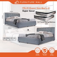 SKL 3IN1 BEDROOM SET_FELIX QUEEN Divan Set/Set Bilik Moden/Bedroom Set Moden/Bedroom Set Murah
