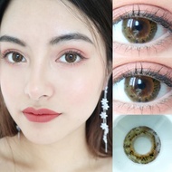 【ready stock & give gifts】2pcs Colorful  Contact lens Yearly use  chocolate  degrees0.00-8.00diamete