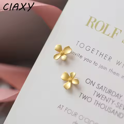 CIAXY Flower Studs Earings for Women Simple Elegant 2022 Korea Fashion Earings14K Gold Plated Jewelr