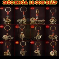 Brass 12 zodiac key chain pendant