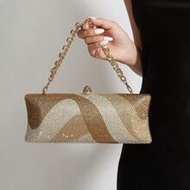 Long Form Glitter Bling,Shiny Glamorous,Elegant,Exquisite Rhinestone Decor Box Bag Glamorous Handbag